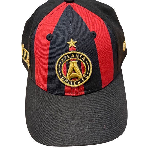 New Era Atlanta United FC 9TWENTY Hat Mens Red Black Striped MLS Soccer Cap - Picture 2 of 6